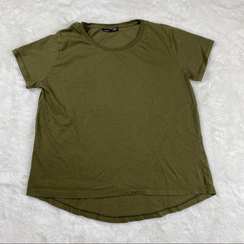 Zara Olive Green Short Sleeve T Shirt - Picture 1 of 8